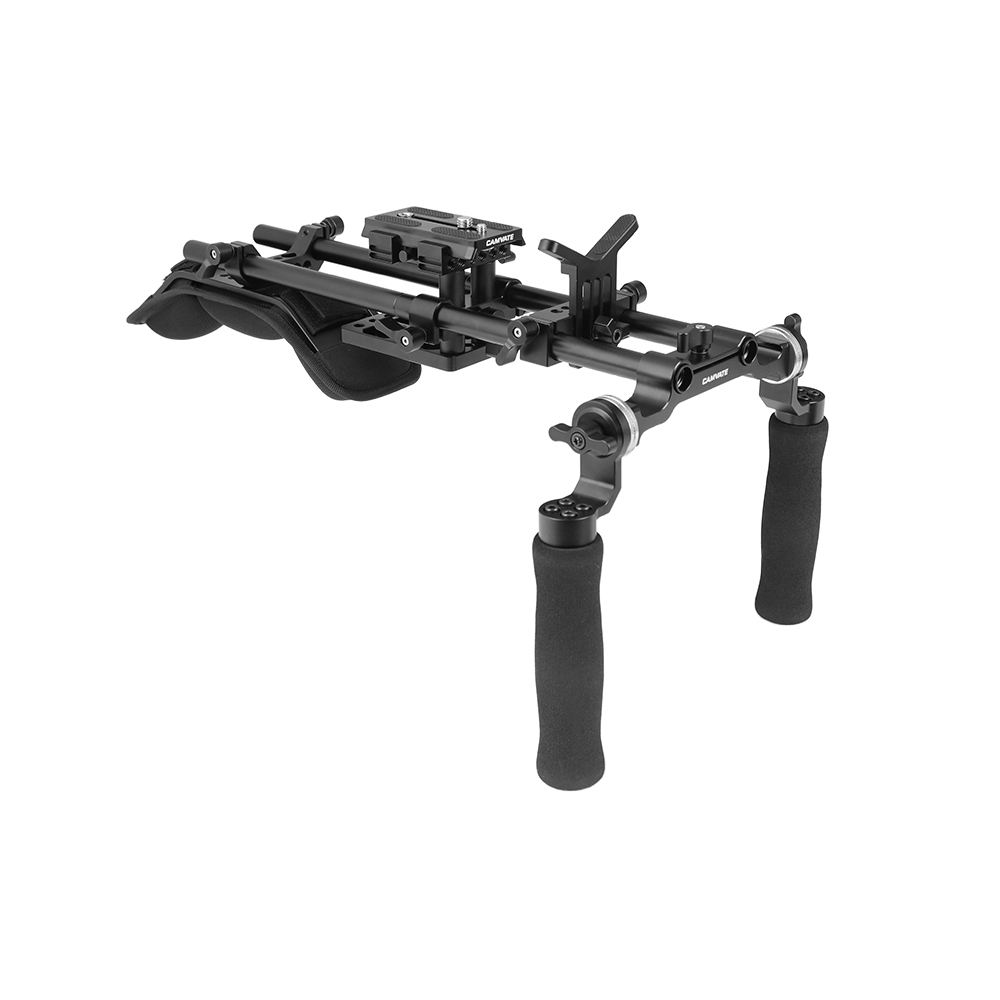 CAMVATE Shoulder Support Rig With Manfrotto QR Baseplate & Dual Rosette Handgrip (Sponge-covered) For DSLR Camera / Camcorder