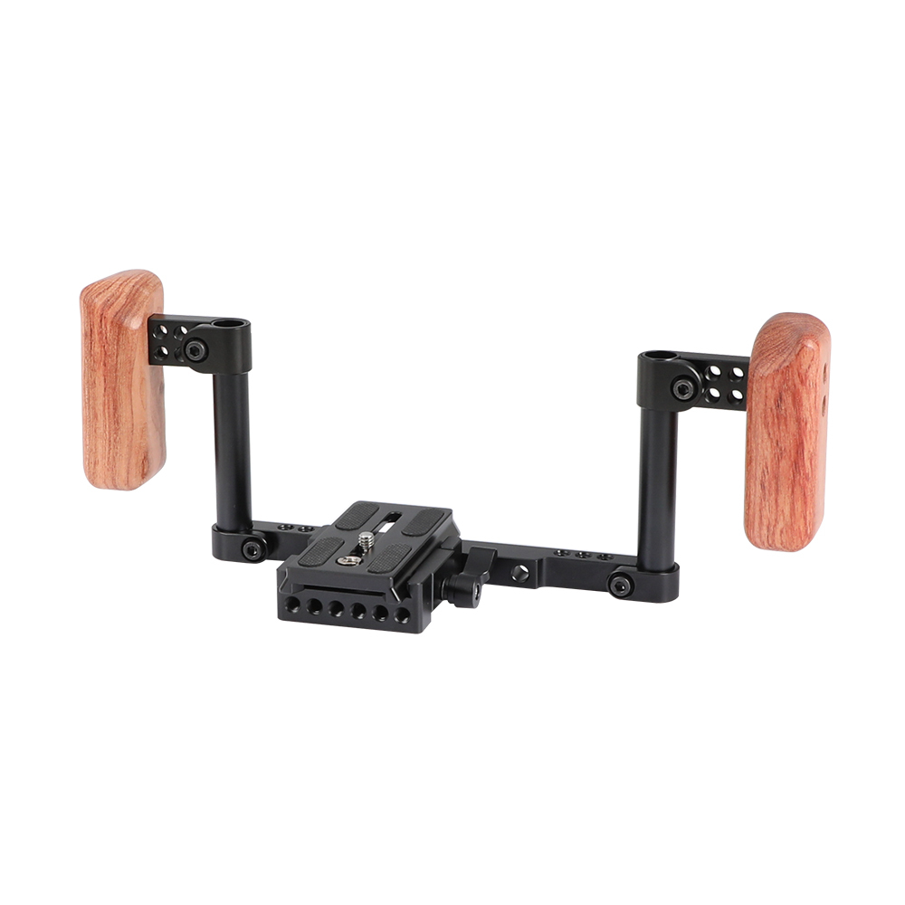 CAMVATE Handy Camera Holder Rig With Manfrotto Quick Release Plate & Dual Wooden Handgrips