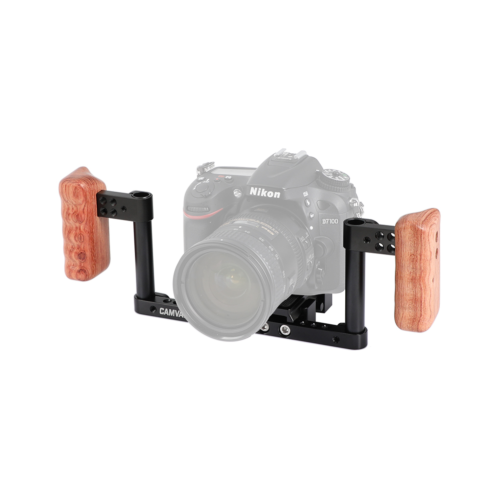 CAMVATE Handy Camera Holder Rig With Manfrotto Quick Release Plate & Dual Wooden Handgrips