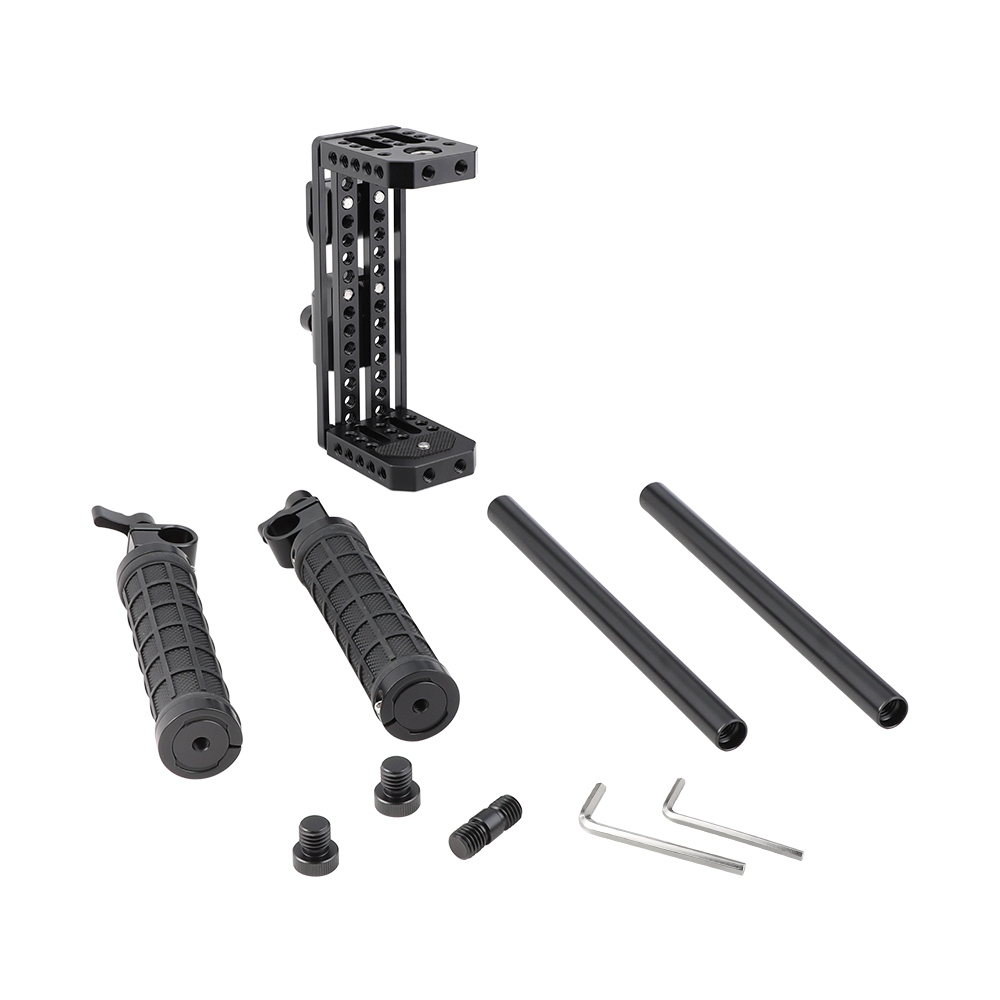 CAMVATE DIY Monitor Cage Kit With Dual Rubber-covered Handgrip & Light Stand Head