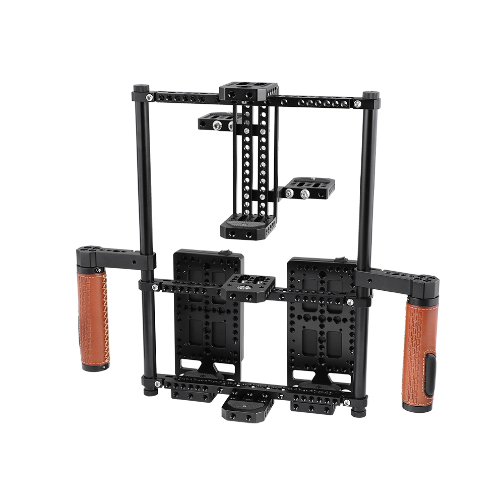 CAMVATE 2-in-1 Director's Monitor Cage Rig With Double Power Supply Splitters & Leather-covered Hand Grips (For 5" & 7" Monitors)