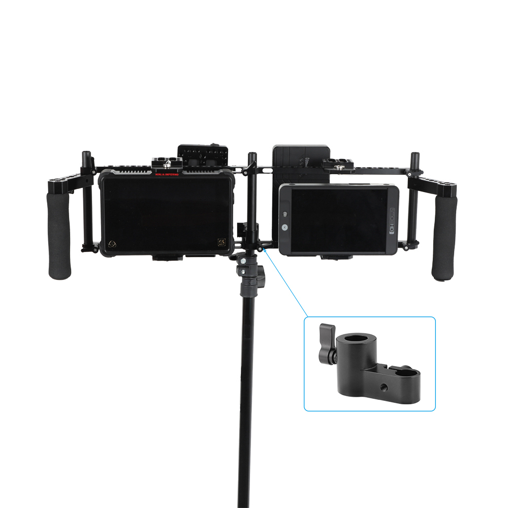 CAMVATE Light Stand Head (Internal Column Diameter 16mm) With 15mm Single Rod Clamp Adapter