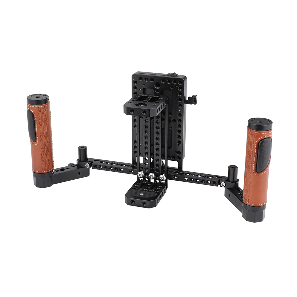 CAMVATE 5" & 7" Director's Monitor Cage Rig With V Lock Power Splitter & Leather-covered Handle Grips