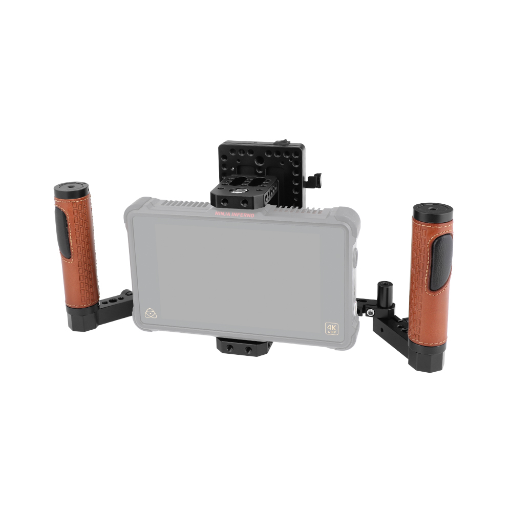 CAMVATE 5" & 7" Director's Monitor Cage Rig With V Lock Power Splitter & Leather-covered Handle Grips