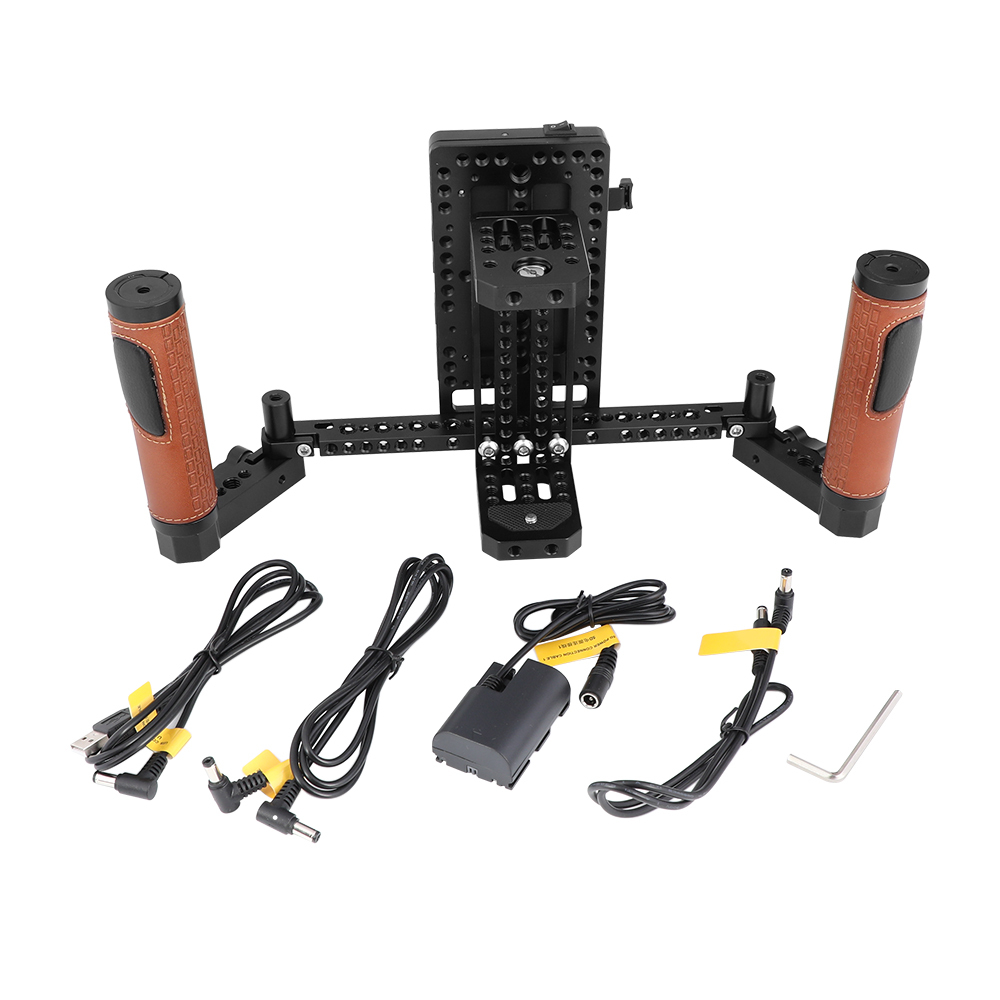 CAMVATE 5" & 7" Director's Monitor Cage Rig With V Lock Power Splitter & Leather-covered Handle Grips