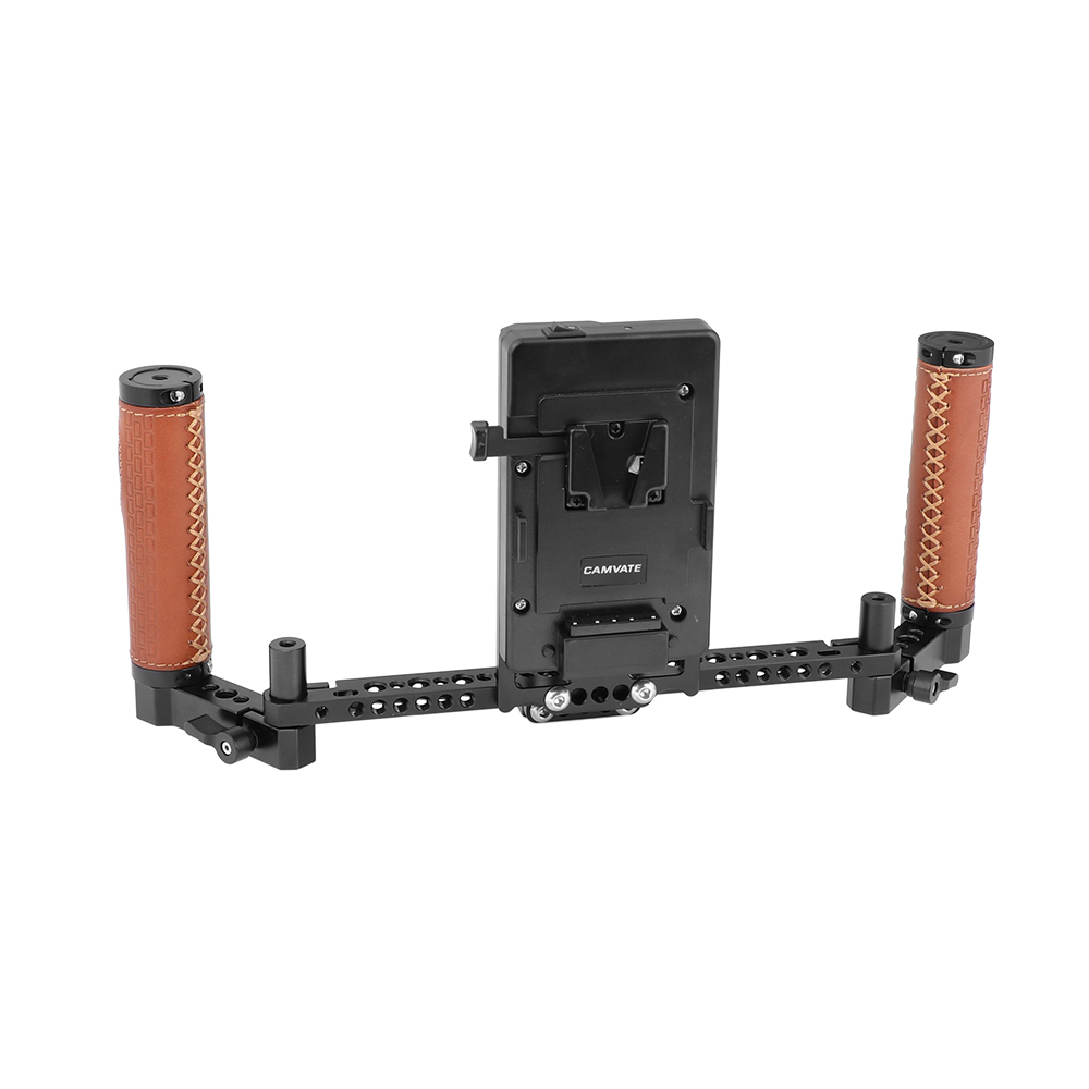 CAMVATE 5" & 7" Director's Monitor Cage Rig With V Lock Power Splitter & Leather-covered Handle Grips