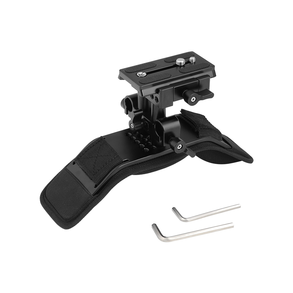 CAMVATE Pro Shoulder Mount With Manfrotto Quick Release Plate Assembly & Adjustable 15mm Railblock
