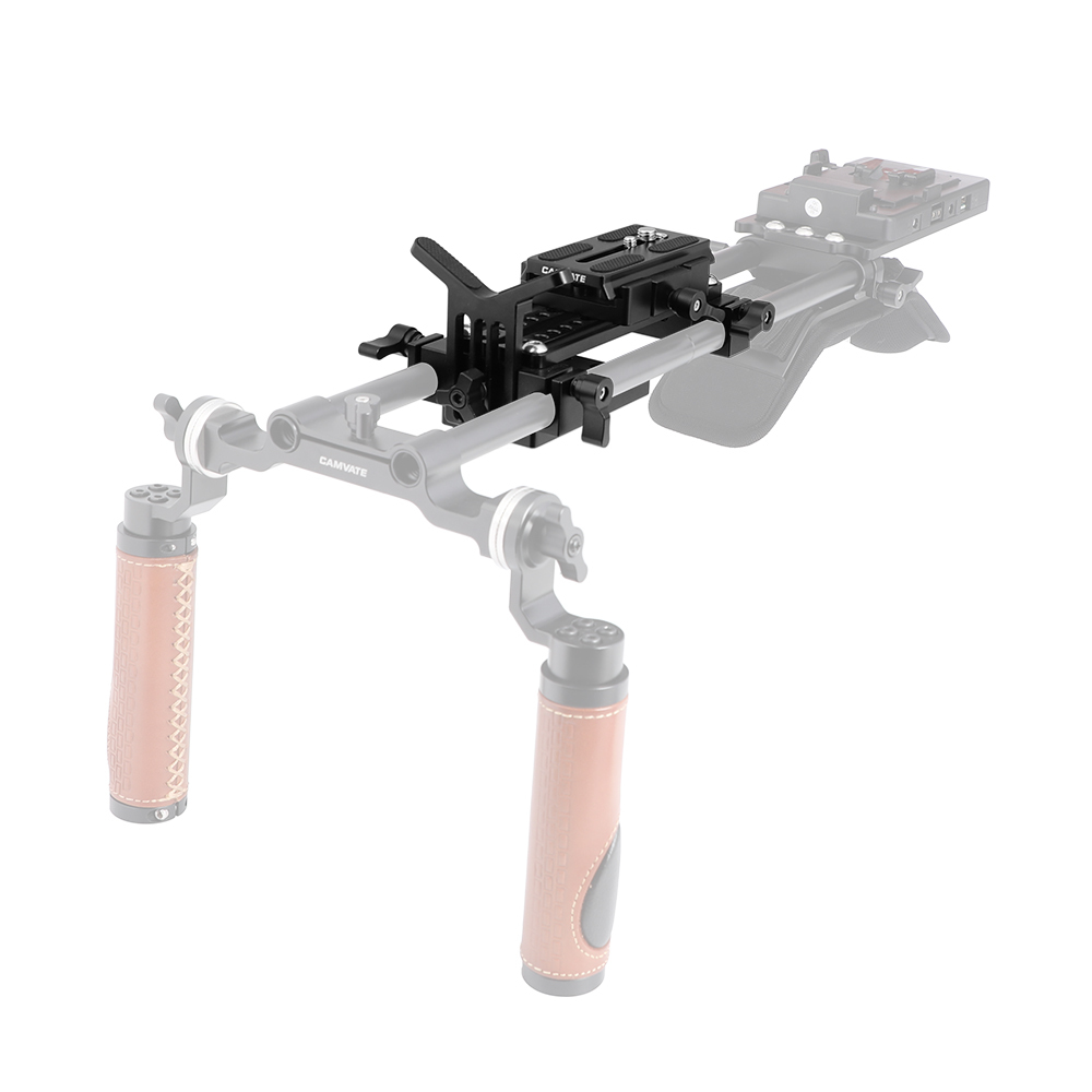 CAMVATE Manfrotto Quick Release Plate Assembly With Double 15mm Rod Clamps & Y Shape Lens Support For DSLR Camera Shoulder Rig