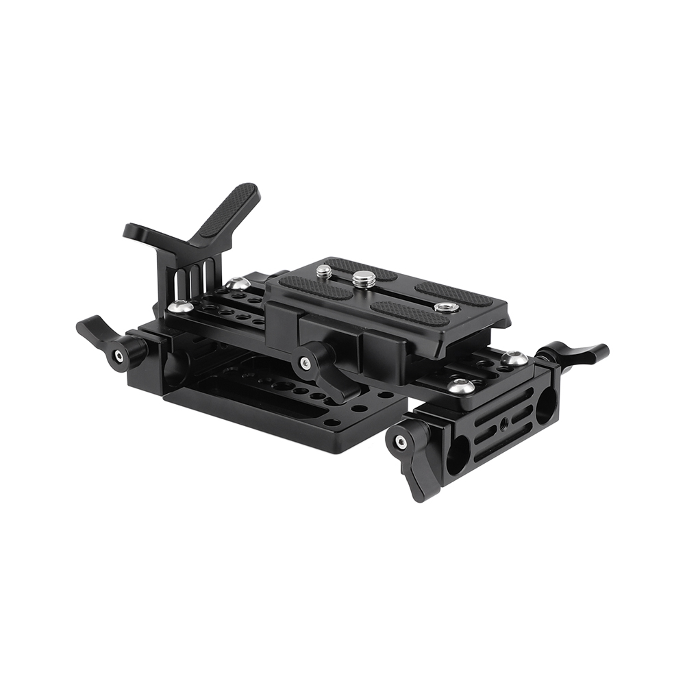 CAMVATE Manfrotto Quick Release Plate Assembly With Double 15mm Rod Clamps & Y Shape Lens Support For DSLR Camera Shoulder Rig