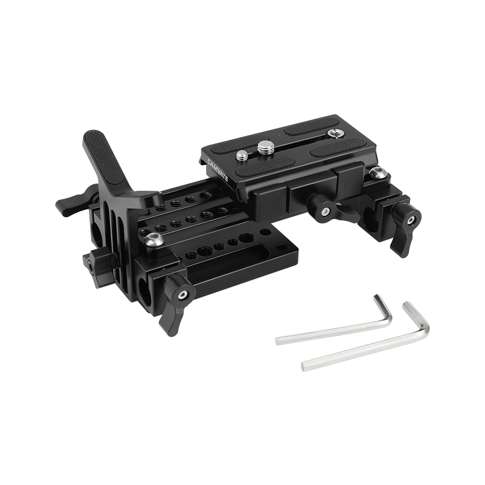 CAMVATE Manfrotto Quick Release Plate Assembly With Double 15mm Rod Clamps & Y Shape Lens Support For DSLR Camera Shoulder Rig