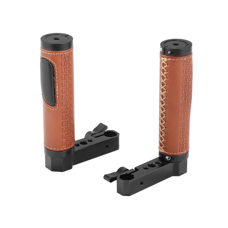 CAMVATE 15mm Rod Handgrip Leather-covered L Type For Monitor Cage Rig (A Pair)