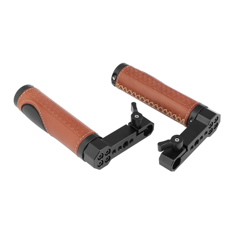 CAMVATE 15mm Rod Handgrip Leather-covered L Type For Monitor Cage Rig (A Pair)
