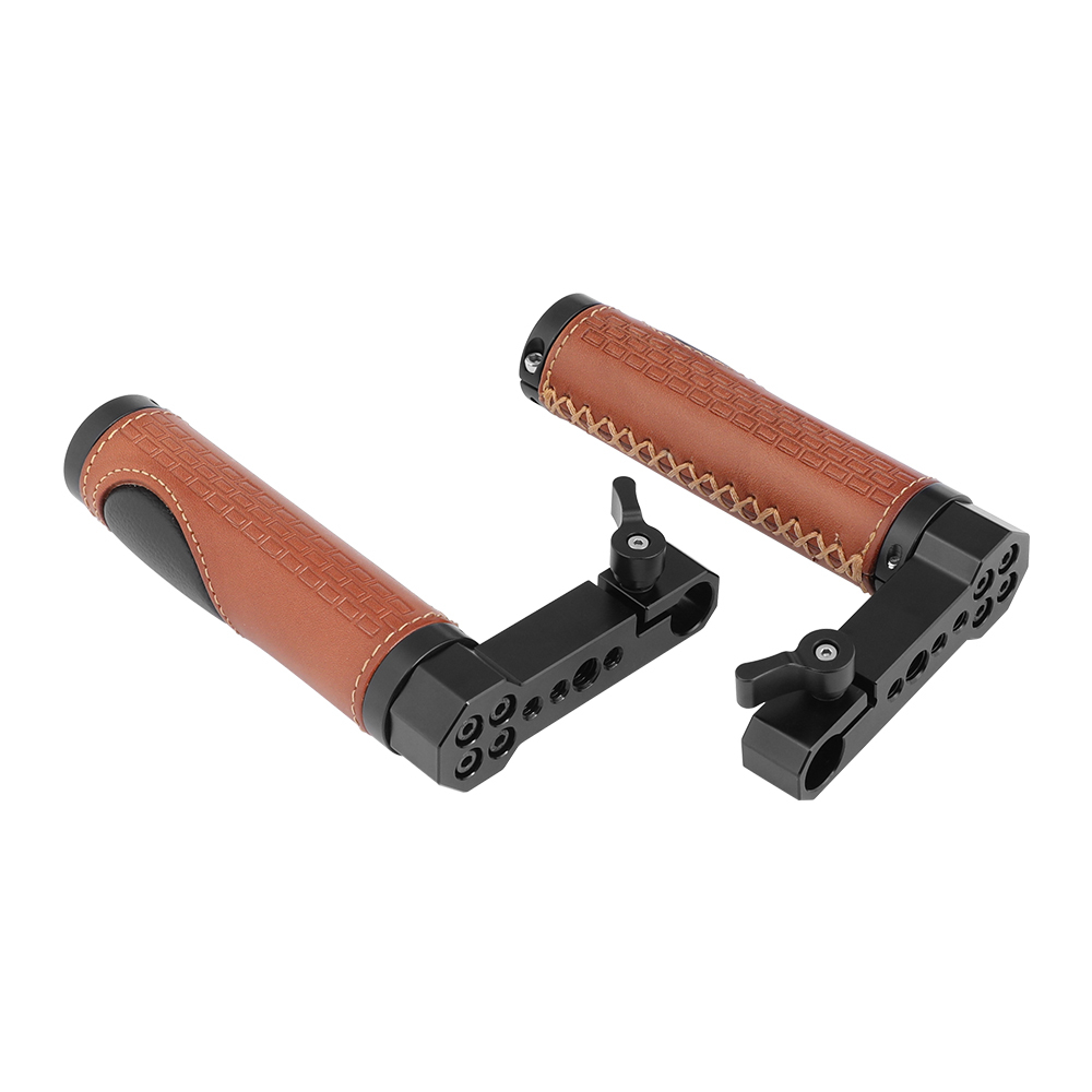 CAMVATE 15mm Rod Handgrip Leather-covered L Type For Monitor Cage Rig (A Pair)