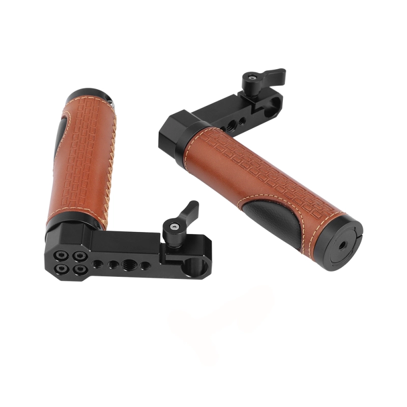 CAMVATE 15mm Rod Handgrip Leather-covered L Type For Monitor Cage Rig (A Pair)