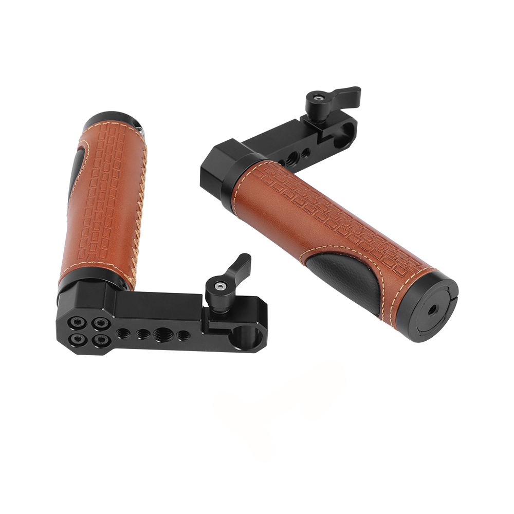 CAMVATE 15mm Rod Handgrip Leather-covered L Type For Monitor Cage Rig (A Pair)
