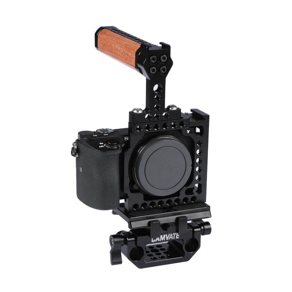 CAMVATE Camera Full Cage With Manfrotto QR Plate & 15mm Railblock & Top Handle For Sony A6000 A6300 A6400 A6500 A6600 4K