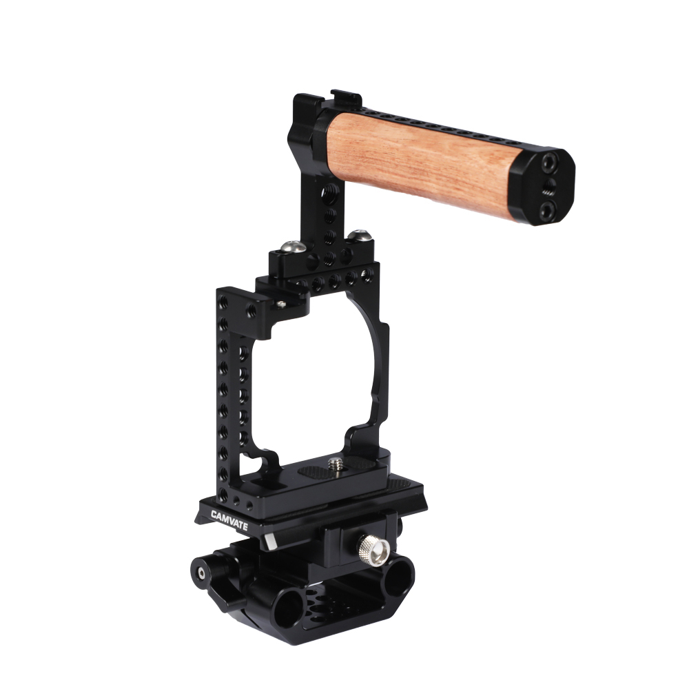 CAMVATE Camera Full Cage With Manfrotto QR Plate & 15mm Railblock & Top Handle For Sony A6000 A6300 A6400 A6500 A6600 4K