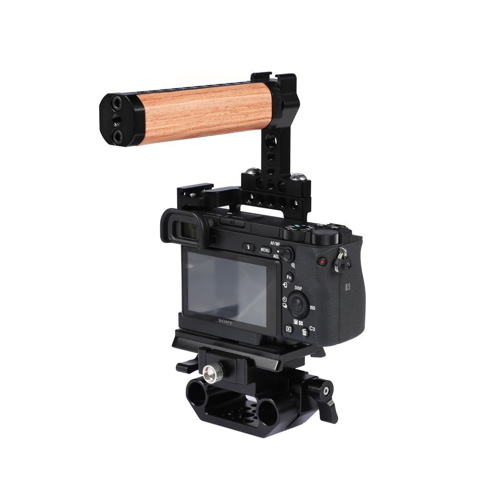 CAMVATE Camera Full Cage With Manfrotto QR Plate & 15mm Railblock & Top Handle For Sony A6000 A6300 A6400 A6500 A6600 4K