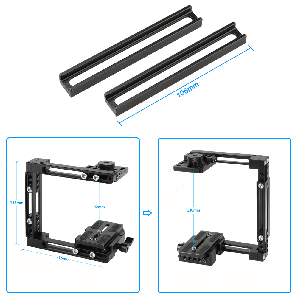 CAMVATE Pro Shoulder Mount Rig + Extension-type Half Cage With Manfrotto Quick Release Plate + V Mount Power Splitter