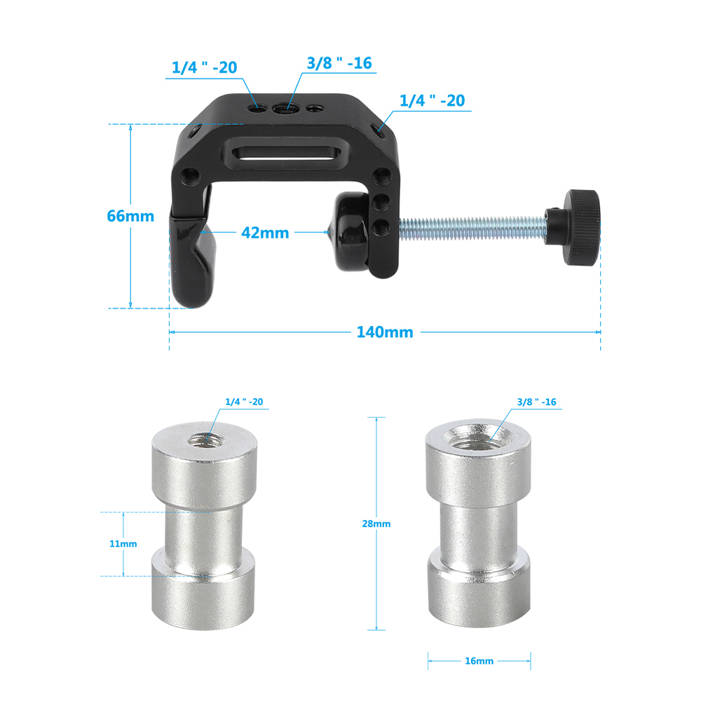 CAMVATE Universal C Clamp With 1/4" & 3/8" Male & Female Thread Mounting Points & Light Stand Head Adapter