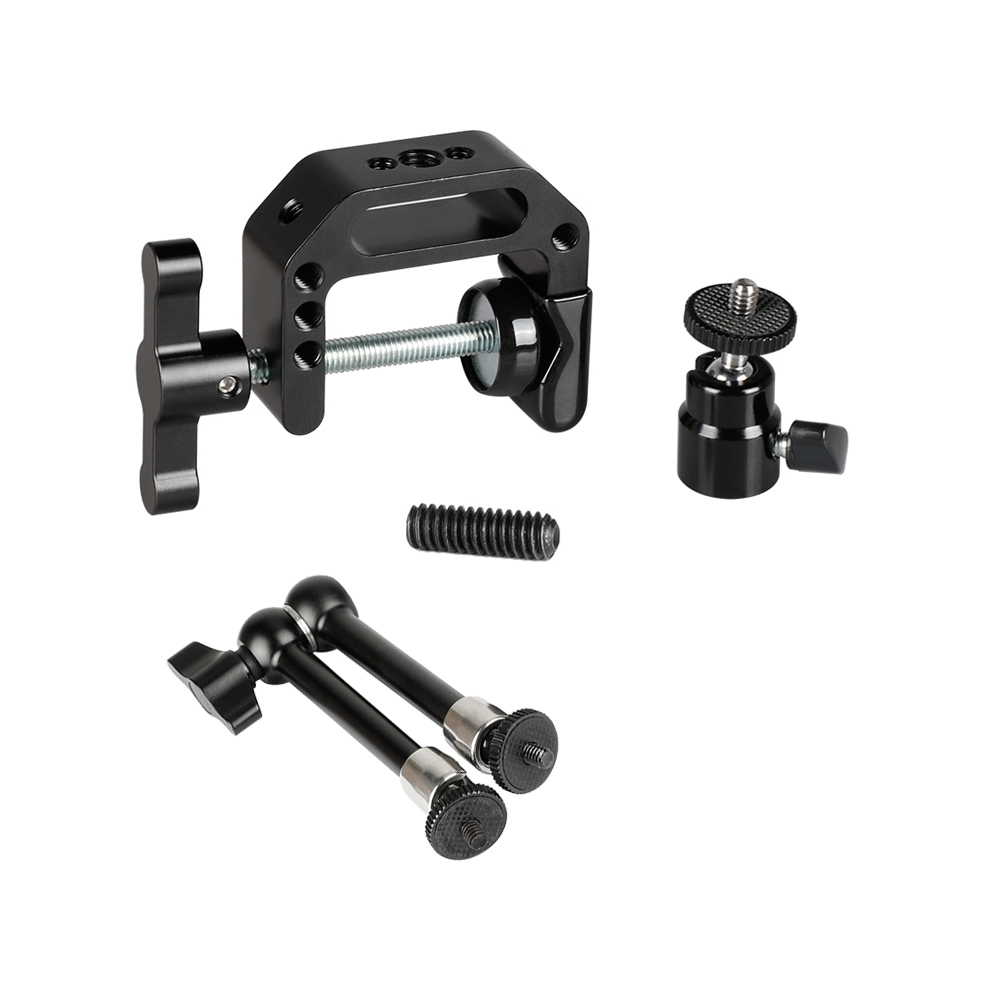 CAMVATE Super C Clamp + 9.8" Magic Articulated Arm With 1/4" Thread Screw + Mini Ball Head + For DSLR Camera Cage DIY Configuration