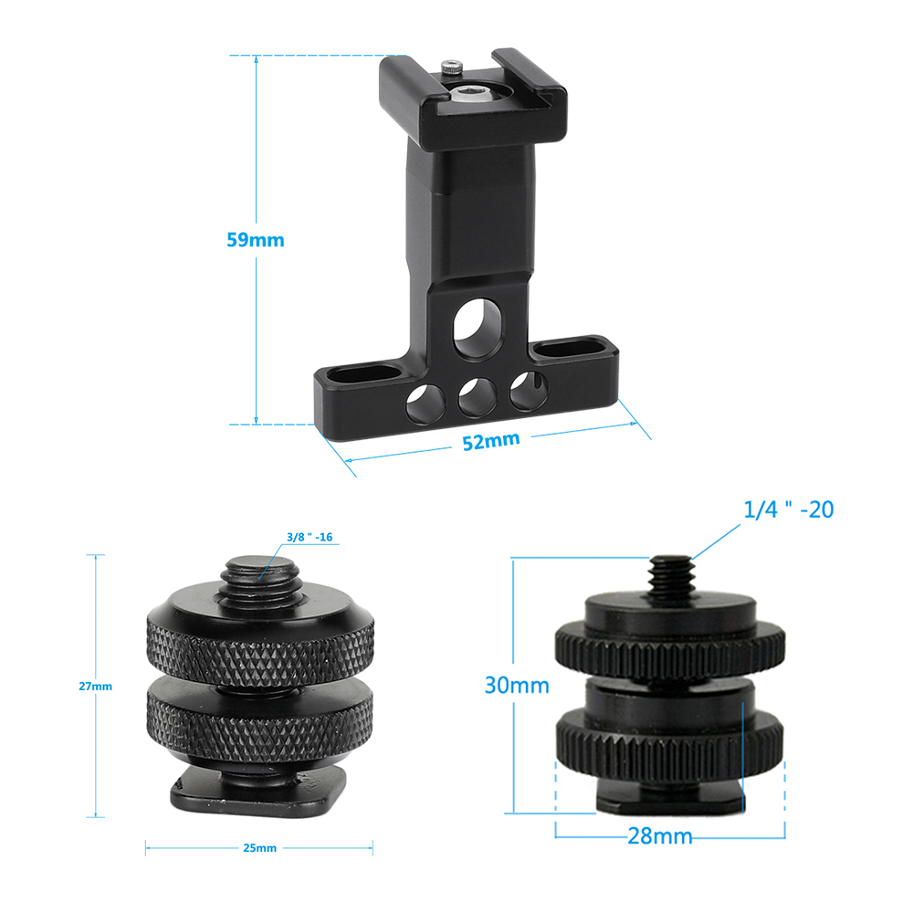 CAMVATE Support Holder With Detachable Shoe Mount + 1/4" & 3/8" Male Thread Mounting Points & Lock Nuts