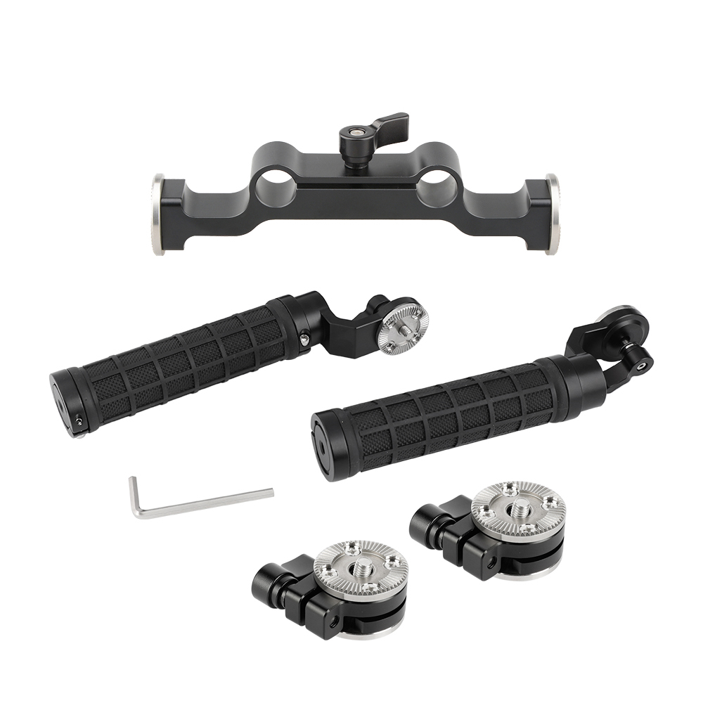 CAMVATE Rubber Handgrip With M6 ARRI Rosette Mount Connection & 15mm Railblock For Shoulder Rig (A Pair)