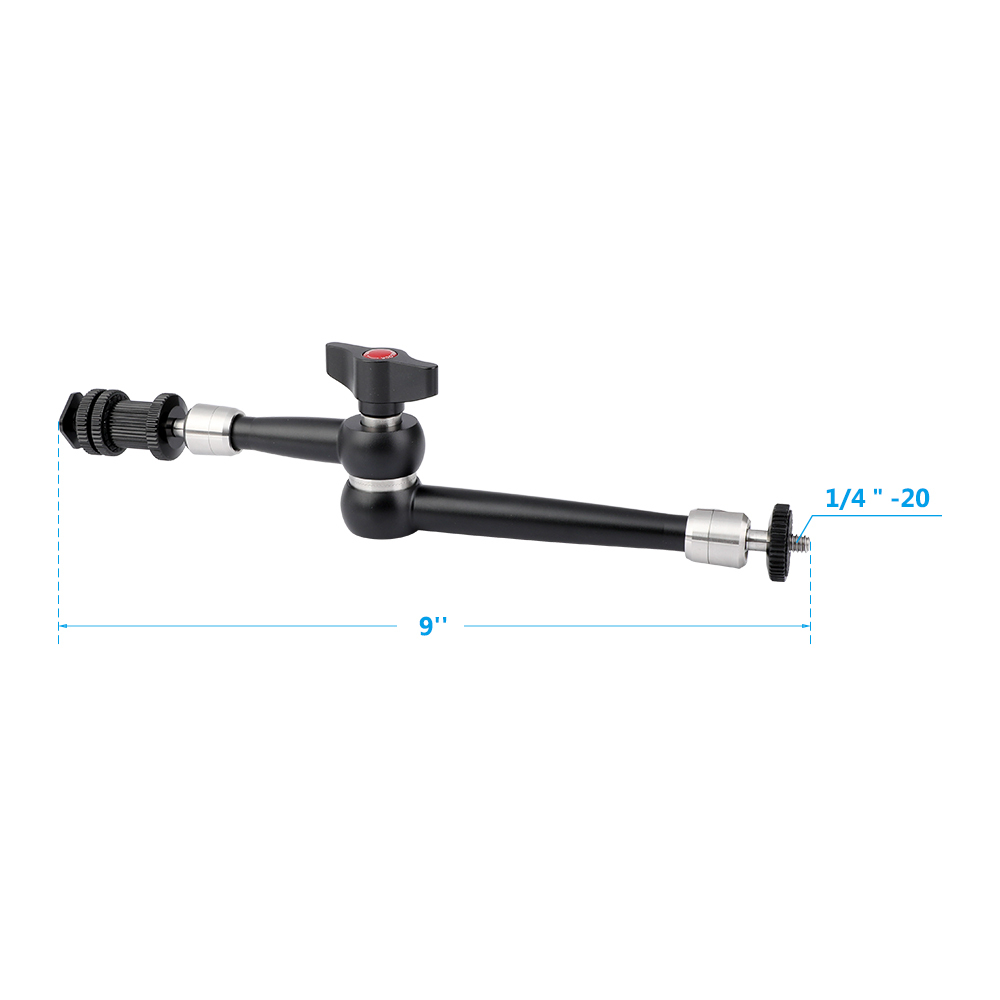 CAMVATE Heavy-duty 9'' Articulating Magic Arm With 1/4'' Male Threads & Shoe Mount (Upgraded Version)