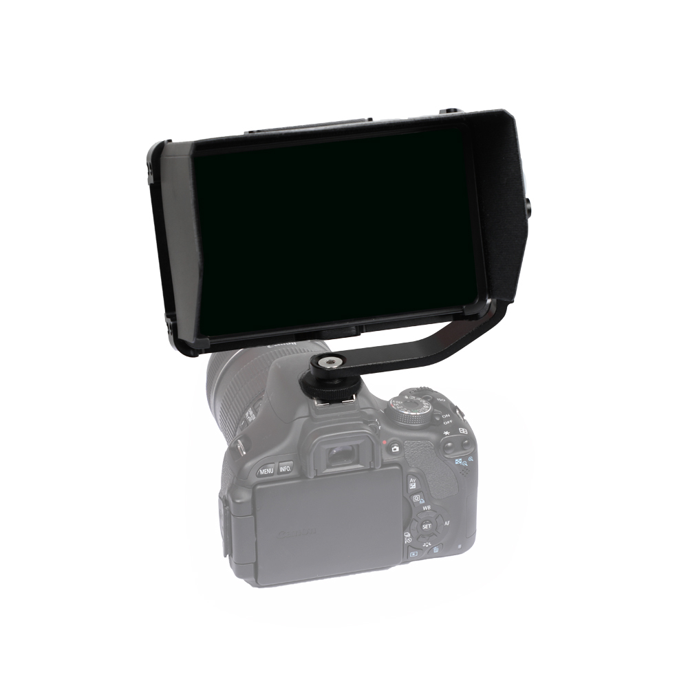 CAMVATE FeelWorld F6 Plus 5.5" 4K On-Camera Monitor + Monitor Bracket Cage Kit With Sun Hood & Tilt Arm