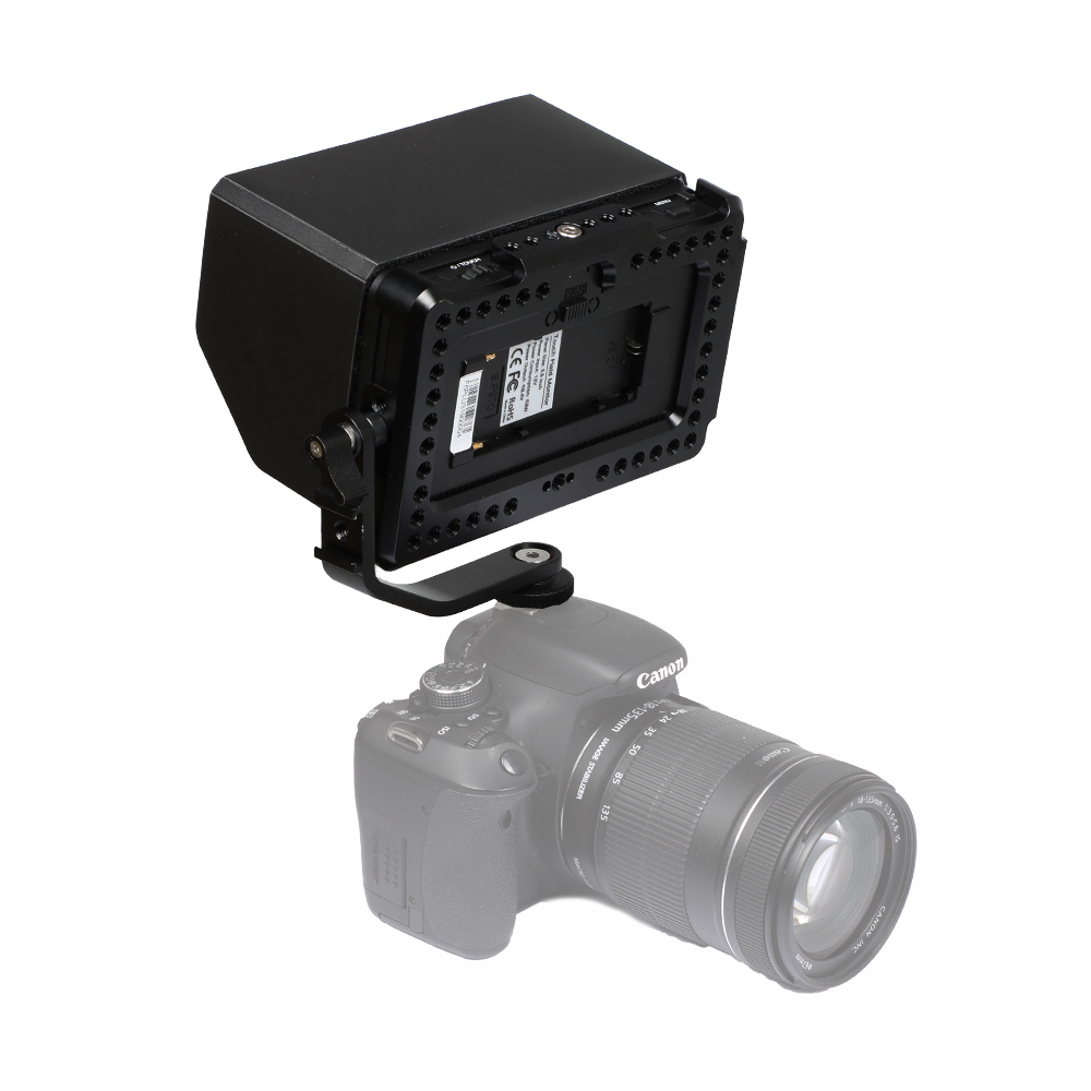 CAMVATE FeelWorld F6 Plus 5.5" 4K On-Camera Monitor + Monitor Bracket Cage Kit With Sun Hood & Tilt Arm