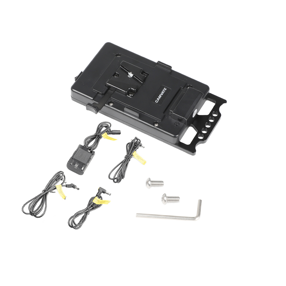 CAMVATE Quick Release V Lock Power Supply Splitter With Battery Plate