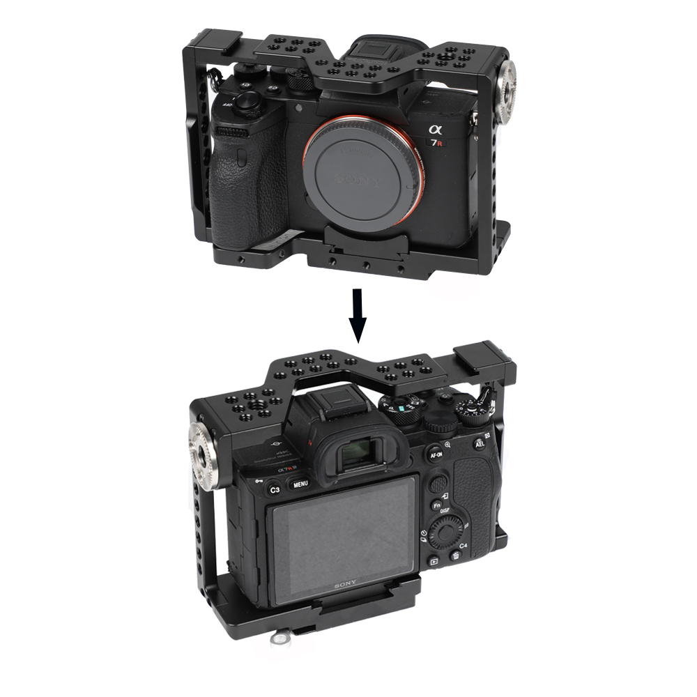 CAMVATE Camera Cage Rig With Top Handle & 15mm Dual Rod For Sony a7 II, a7R II, a7S II, a7 III, a7R III, A7r4, a9 Series
