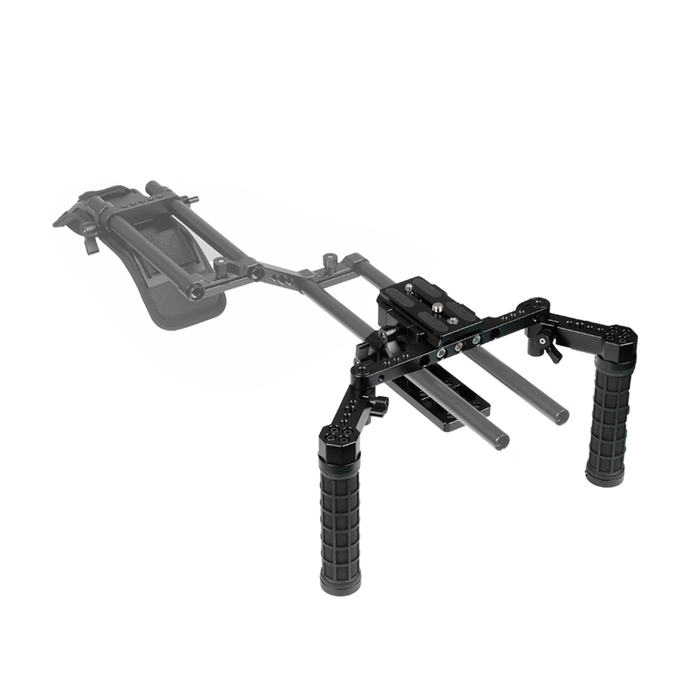 CAMVATE Manfrotto Quick Release Tripod Mount Base Plate With 15mm LWS Rod Clamp & Dual Adjustable Rubber Handgrips