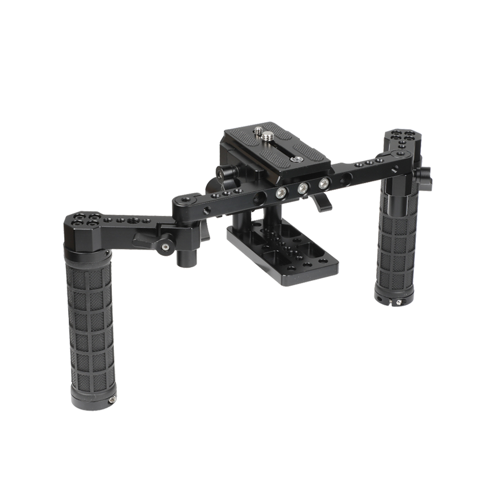 CAMVATE Manfrotto Quick Release Tripod Mount Base Plate With 15mm LWS Rod Clamp & Dual Adjustable Rubber Handgrips