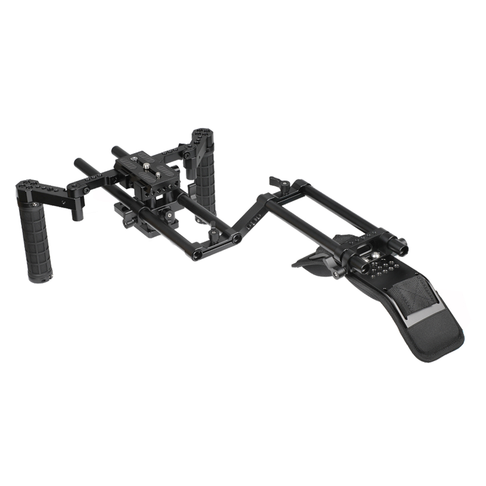 CAMVATE Manfrotto Quick Release Tripod Mount Base Plate With 15mm LWS Rod Clamp & Dual Rubber Handgrips