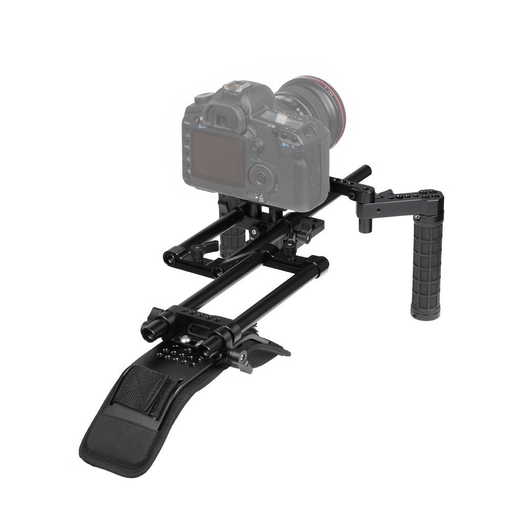CAMVATE Manfrotto Quick Release Tripod Mount Base Plate With 15mm LWS Rod Clamp & Dual Rubber Handgrips