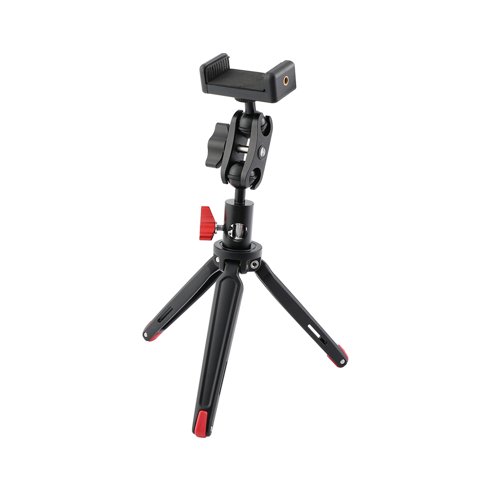 CAMVATE Robust Foldable Mini Tabletop Tripod + Smartphone Clip + Ball Head Peapod Holder With Light Stand Head