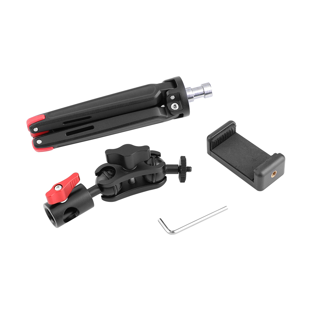 CAMVATE Robust Foldable Mini Tabletop Tripod + Smartphone Clip + Ball Head Peapod Holder With Light Stand Head