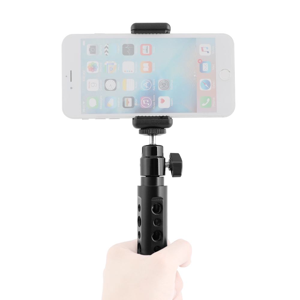 CAMVATE Aluminum Cheese Handle With Adjustable Smartphone Clip & Ball Head Holder 1/4"-20 Mount