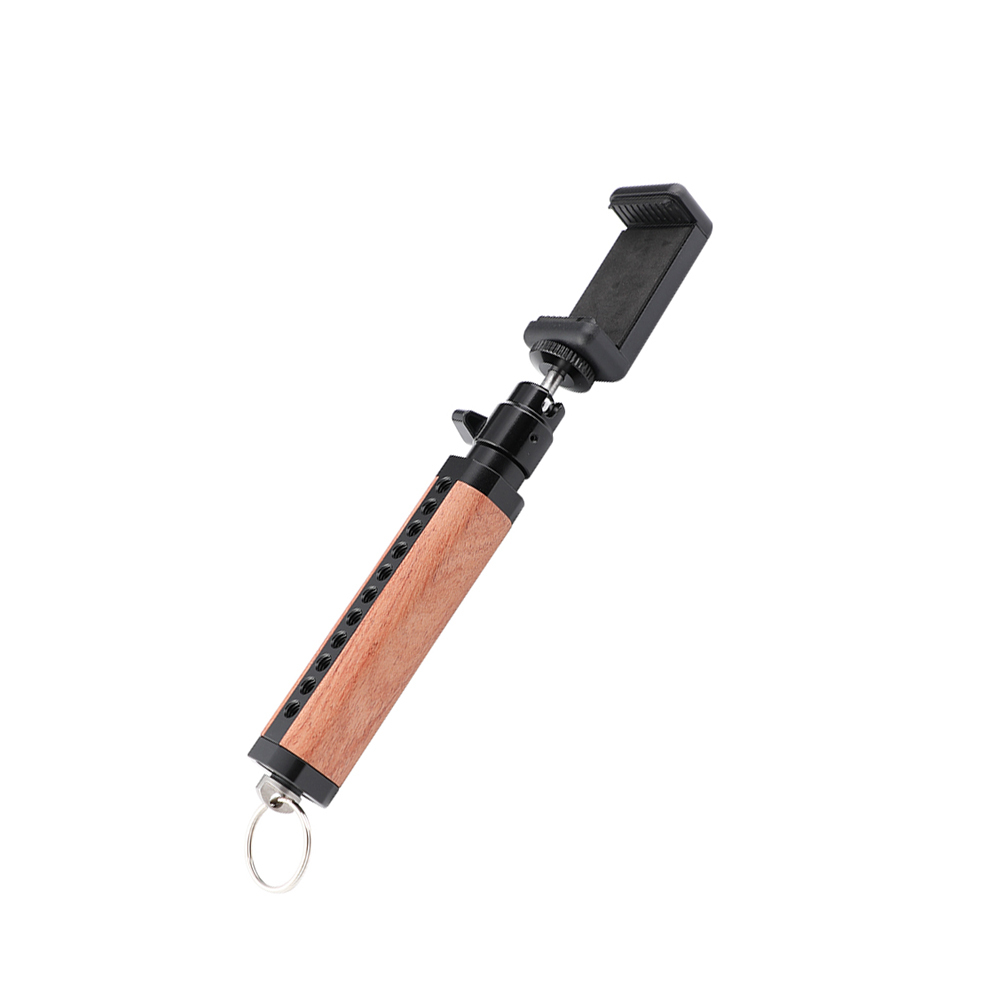CAMVATE Wooden Handle Grip With Adjustable Smartphone Clip & Ball Head Holder 1/4"-20 Mount