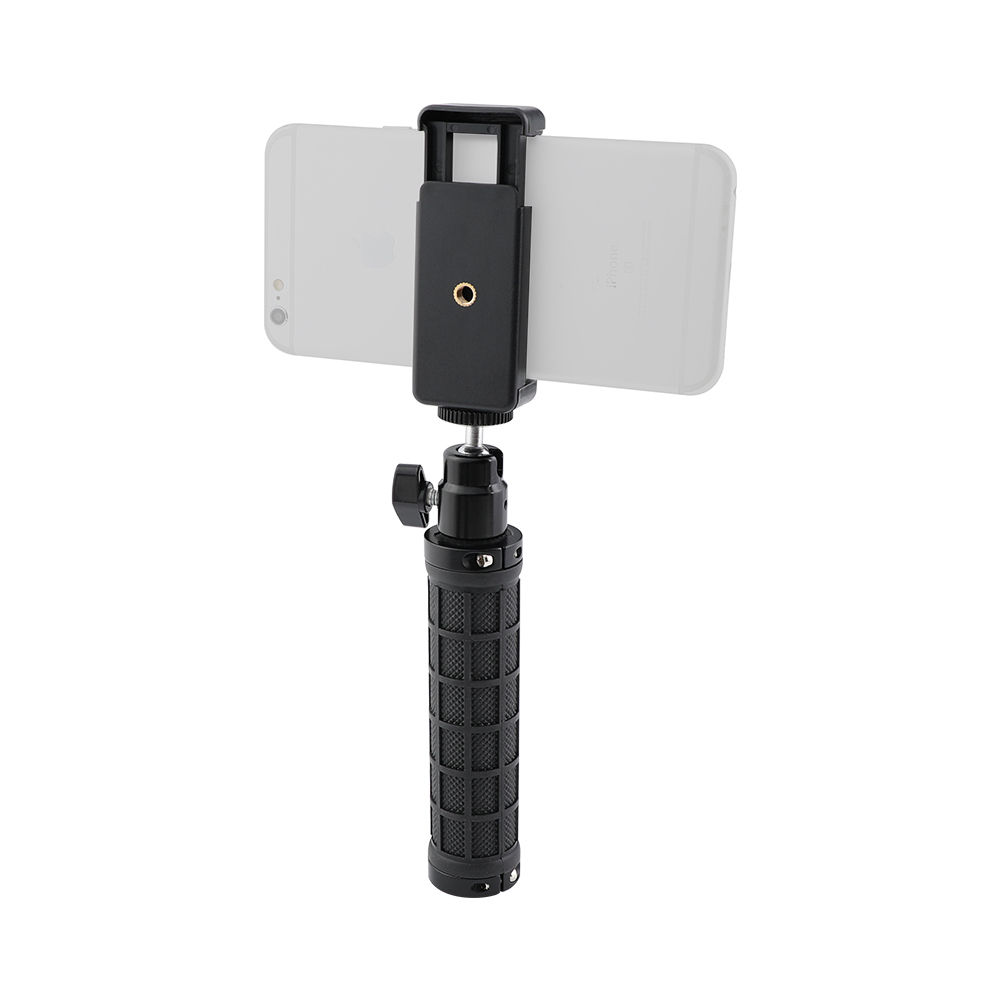 CAMVATE Handle Grip (Rubber-covered) With Adjustable Smartphone Clip & Ball Head Holder 1/4"-20 Mount