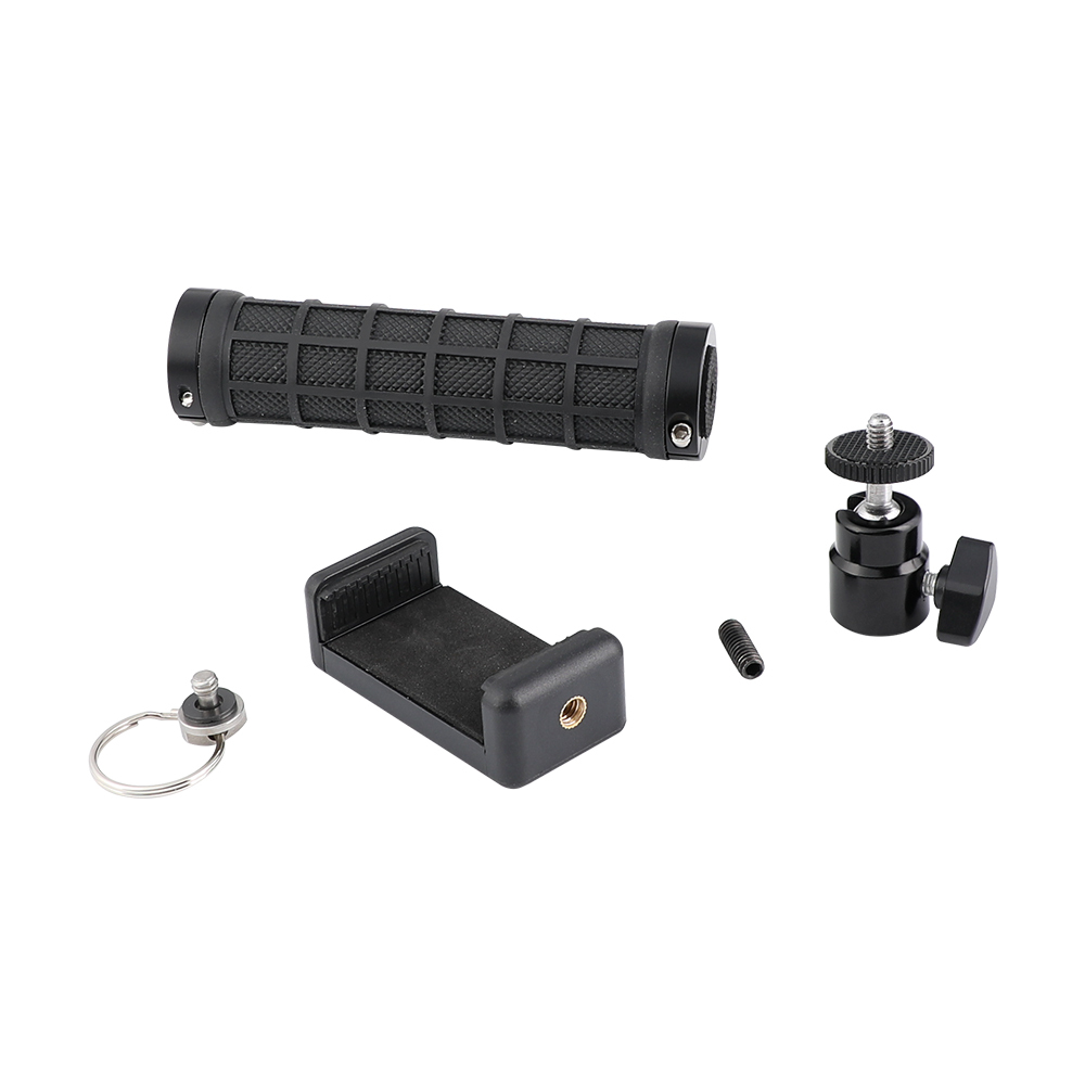 CAMVATE Handle Grip (Rubber-covered) With Adjustable Smartphone Clip & Ball Head Holder 1/4"-20 Mount