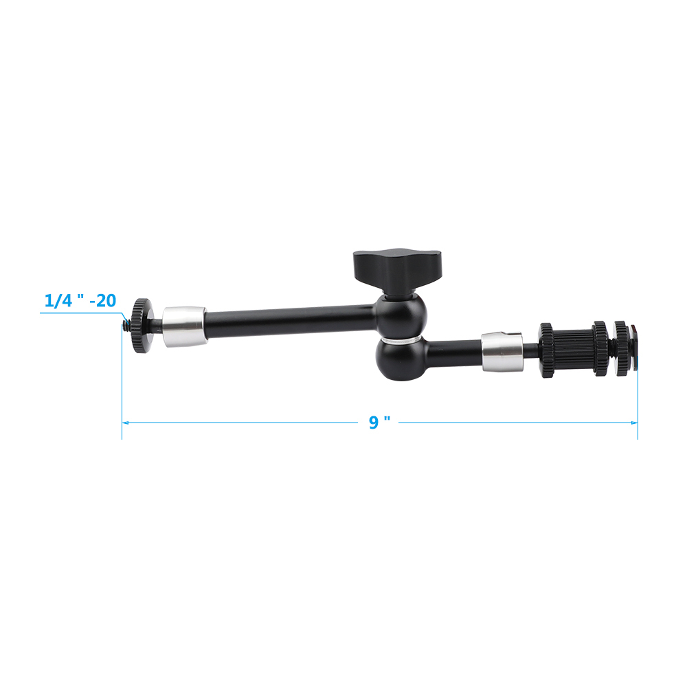 CAMVATE Versatile 9" Articulating Magic Arm & Shoe Mount (Black Knob)