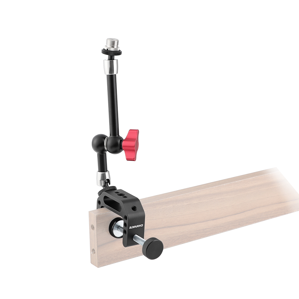 CAMVATE Multipurpose C Clamp + Articulating Magic Arm (203mm long) With 5/8"-27 Microphone Screw Adapter