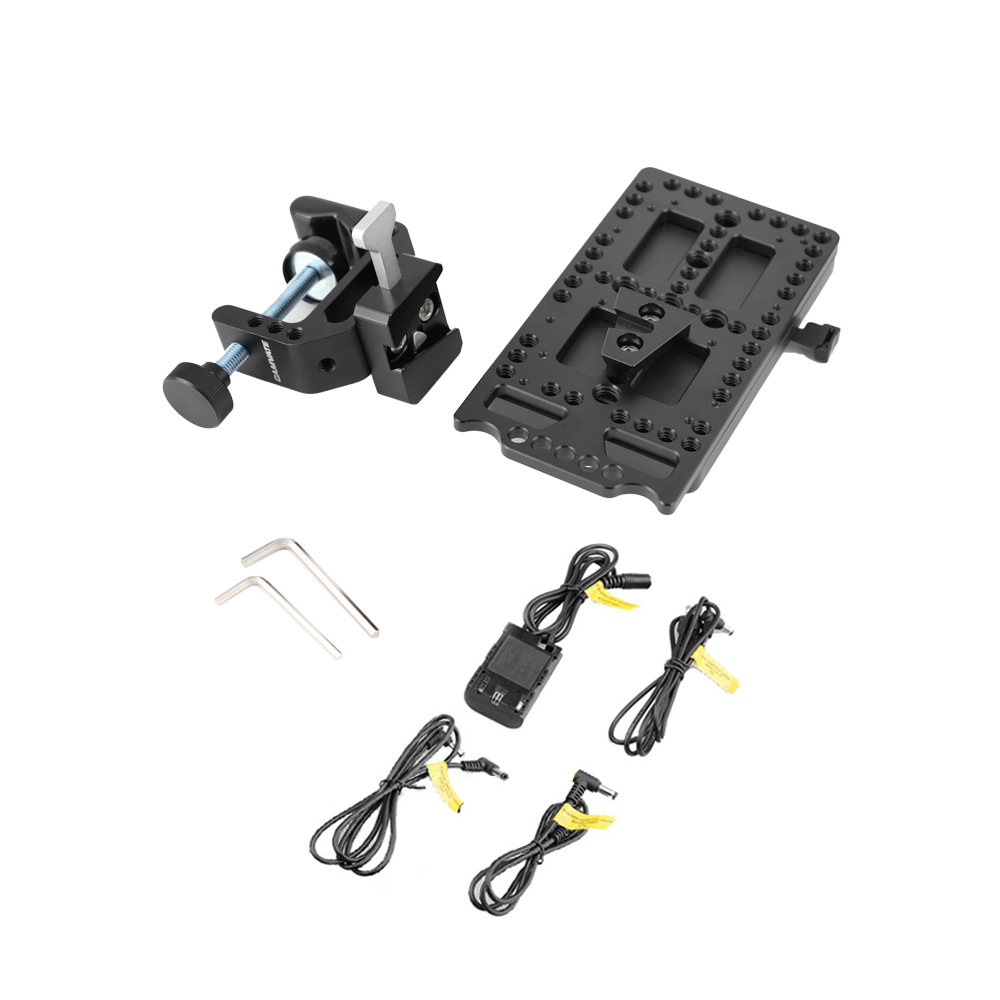 CAMVATE Quick Release V Lock Power Supply Splitter + V Lock Mount Wedge Kit + Robust C Clamp Mount Holder