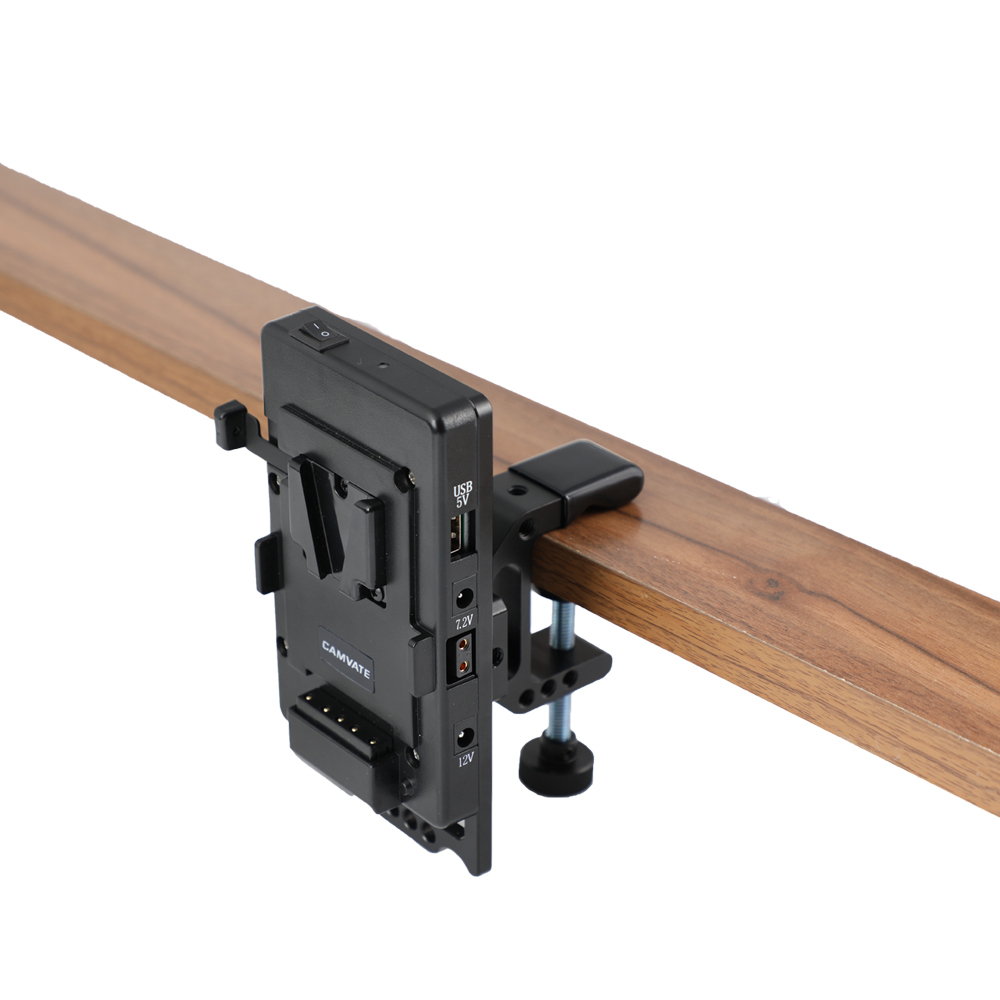 CAMVATE Quick Release V Lock Power Supply Splitter + V Lock Mount Wedge Kit + Robust C Clamp Mount Holder