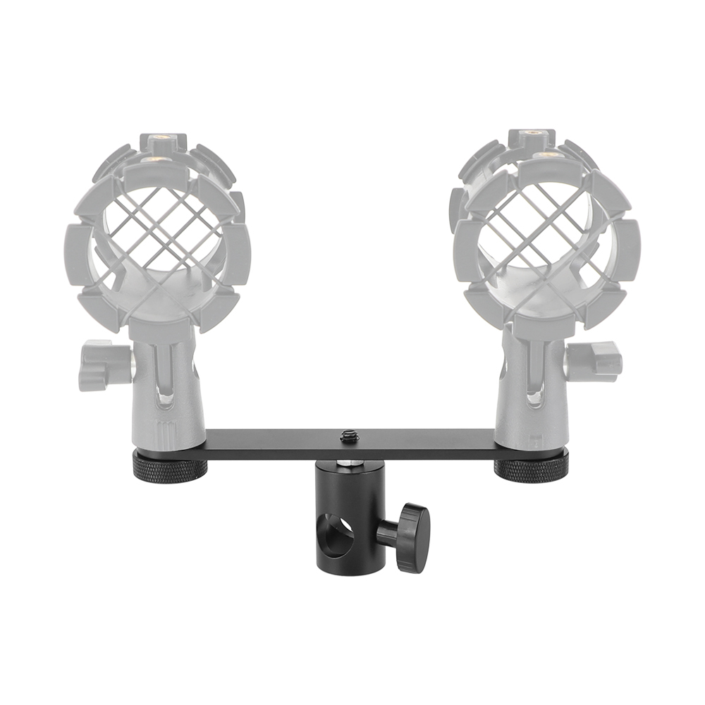 CAMVATE T-bar Bracket With Double Microphone Mounts & Light Stand Head Adapter