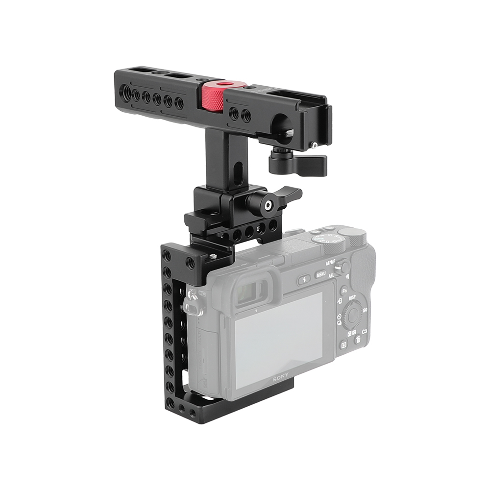 CAMVATE Handheld Camera Cage with QR Cheese Handle for Sony A6600 A6500 A6400 A6000 A6300 (Black)