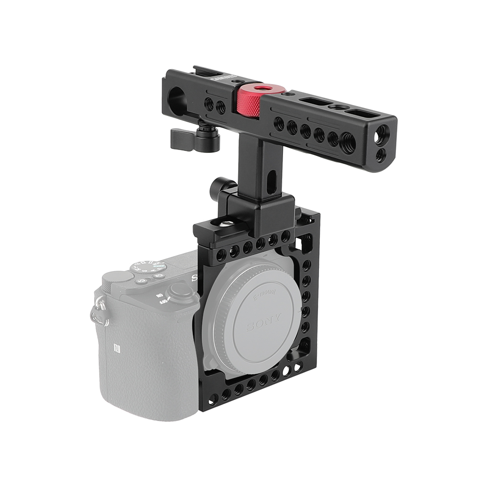 CAMVATE Handheld Camera Cage with QR Cheese Handle for Sony A6600 A6500 A6400 A6000 A6300 (Black)