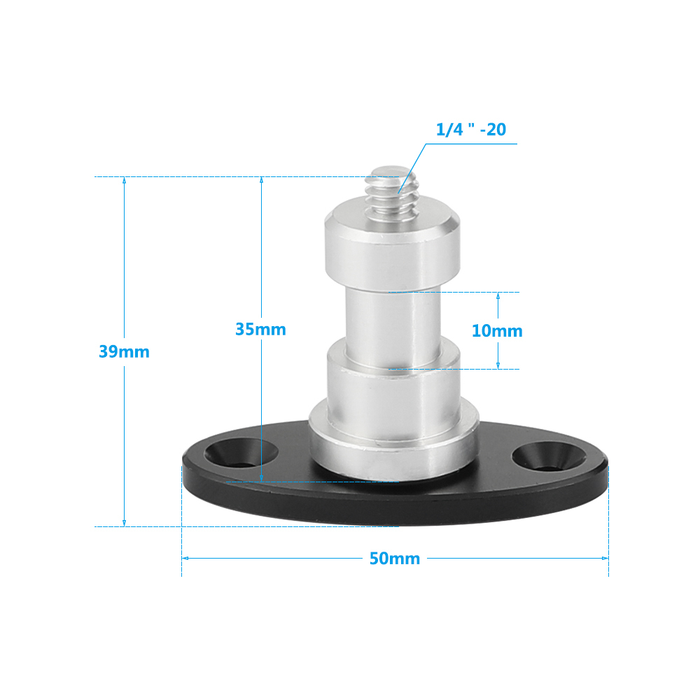 CAMVATE 1/4"-20 Male Thread Screw Connector With Oval Base For Wall / Table / Ceiling Mounted Accessory